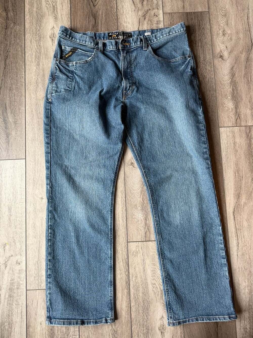 Ariat M4 Rebar Relaxed Bootcut Jeans Size 38x32 Blue Denim